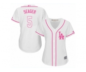 Women's Majestic Los Angeles Dodgers #5 Corey Seager Authentic White Fashion Cool Base MLB Jersey
