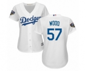 Women's Majestic Los Angeles Dodgers #57 Alex Wood Authentic White Home Cool Base 2018 World Series MLB Jersey