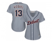 Women's Detroit Tigers #13 Omar Vizquel Grey Road Stitched MLB Jersey