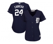 Women's Detroit Tigers #24 Miguel Cabrera Majestic Fashion Navy Cool Base Jersey