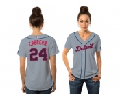 Women's Detroit Tigers #24 Miguel Cabrera Majestic Gray Fashion Stars & Stripes Cool Base Jersey