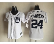 Women's Detroit Tigers #24 Miguel Cabrera Majestic White Cool Base Player Jersey