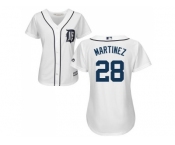 Women's Detroit Tigers #28 J. D. Martinez White Home Stitched MLB Jersey