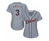 Women's Detroit Tigers #3 Ian Kinsler Grey Road Stitched MLB Jersey