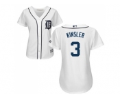 Women's Detroit Tigers #3 Ian Kinsler White Home Stitched MLB Jersey