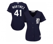 Women's Detroit Tigers #41 Victor Martinez Navy Blue Alternate Stitched MLB Jersey