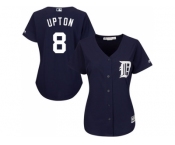 Women's Detroit Tigers #8 Justin Upton Navy Blue Alternate Stitched MLB Jersey