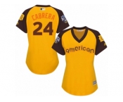 Women's Majestic Detroit Tigers #24 Miguel Cabrera Authentic Yellow 2016 All-Star American League BP Cool Base MLB Jersey