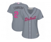Women's Majestic Detroit Tigers #24 Miguel Cabrera Replica Grey Mother's Day Cool Base MLB Jersey
