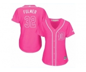 Women's Majestic Detroit Tigers #32 Michael Fulmer Replica Pink Fashion Cool Base MLB Jersey