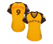 Women's Majestic Detroit Tigers #9 Nick Castellanos Authentic Yellow 2016 All-Star American League BP Cool Base MLB Jersey