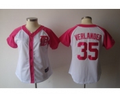 women mlb detroit tigers #35 verlander white pink[2012]