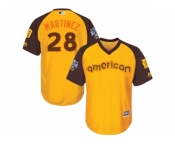 Youth Majestic Detroit Tigers #28 J. D. Martinez Authentic Yellow 2016 All-Star American League BP Cool Base MLB Jersey