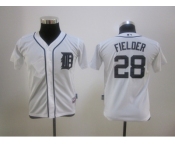 youth mlb detroit tigers #28 fielder white