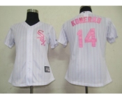 MLB Women Jerseys Chicago White Sox #14 Paul Konerko White[Pink strip]