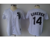 MLB Women Jerseys Chicago White Sox #14 konerko White[black strip]