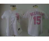 MLB Women Jerseys Chicago White Sox #15 beckham White[pink strip]