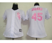 MLB Women Jerseys Chicago White Sox #45 Jordan White[Pink strip]