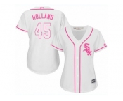 Women's Majestic Chicago White Sox #45 Derek Holland Authentic White Fashion Cool Base MLB Jersey