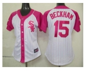 women mlb chicago white sox #15 beckham white pink[2012]