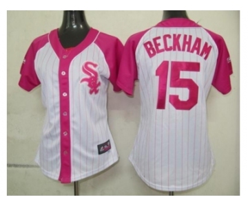 women mlb chicago white sox #15 beckham white pink[2012]