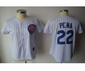 MLB Women Jerseys Chicago Cubs #22 pena White[blue strip]