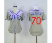 Women's Chicago Cubs #70 Joe Maddon Majestic Grey Cool Base Player Jersey