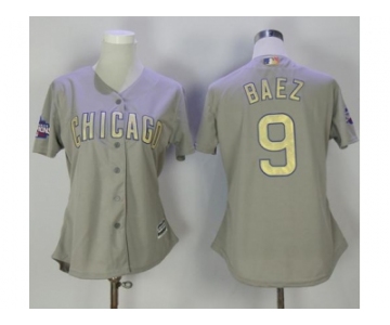 Women's Chicago Cubs #9 Javier Baez Grey 2017 Gold Program Cool Base Stitched MLB Jersey