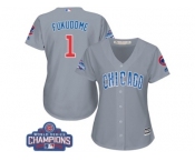 Women's Majestic Chicago Cubs #1 Kosuke Fukudome Authentic Grey Road 2016 World Series Champions Cool Base MLB Jersey