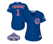 Women's Majestic Chicago Cubs #1 Kosuke Fukudome Authentic Royal Blue Alternate 2016 World Series Champions Cool Base MLB Jersey