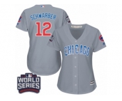 Women's Majestic Chicago Cubs #12 Kyle Schwarber Authentic Grey Road 2016 World Series Bound Cool Base MLB Jersey
