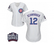Women's Majestic Chicago Cubs #12 Kyle Schwarber Authentic White Home 2016 World Series Bound Cool Base MLB Jersey