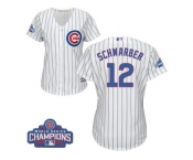 Women's Majestic Chicago Cubs #12 Kyle Schwarber Authentic White Home 2016 World Series Champions Cool Base MLB Jersey