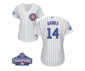 Women's Majestic Chicago Cubs #14 Ernie Banks Authentic White Home 2016 World Series Champions Cool Base MLB Jersey