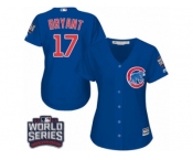 Women's Majestic Chicago Cubs #17 Kris Bryant Authentic Royal Blue Alternate 2016 World Series Bound Cool Base MLB Jersey