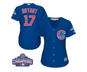 Women's Majestic Chicago Cubs #17 Kris Bryant Authentic Royal Blue Alternate 2016 World Series Champions Cool Base MLB Jersey