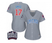 Women's Majestic Chicago Cubs #17 Mark Grace Authentic Grey Road 2016 World Series Bound Cool Base MLB Jersey