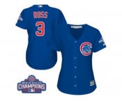Women's Majestic Chicago Cubs #3 David Ross Authentic Royal Blue Alternate 2016 World Series Champions Cool Base MLB Jersey