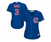 Women's Majestic Chicago Cubs #3 David Ross Authentic Royal Blue Alternate MLB Jersey