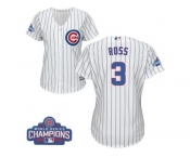 Women's Majestic Chicago Cubs #3 David Ross Authentic White Home 2016 World Series Champions Cool Base MLB Jersey
