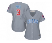 Women's Majestic Chicago Cubs #3 David Ross Replica Grey Road MLB Jersey