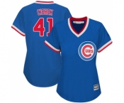 Women's Majestic Chicago Cubs #41 Steve Cishek Authentic Royal Blue Cooperstown MLB Jersey