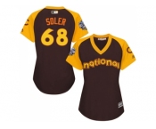 Women's Majestic Chicago Cubs #68 Jorge Soler Authentic Brown 2016 All-Star National League BP Cool Base MLB Jersey