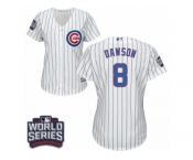 Women's Majestic Chicago Cubs #8 Andre Dawson Authentic White Home 2016 World Series Bound Cool Base MLB Jersey