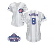 Women's Majestic Chicago Cubs #8 Andre Dawson Authentic White Home 2016 World Series Champions Cool Base MLB Jersey