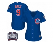 Women's Majestic Chicago Cubs #9 Javier Baez Authentic Royal Blue Alternate 2016 World Series Bound Cool Base MLB Jersey