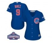 Women's Majestic Chicago Cubs #9 Javier Baez Authentic Royal Blue Alternate 2016 World Series Champions Cool Base MLB Jersey