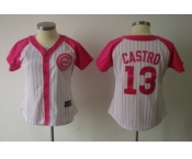 women mlb chicago cubs #13 castro white pink[2012]