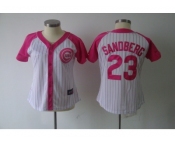 women mlb chicago cubs #23 sandberg white pink[2012]