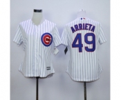 women mlb jerseys chicago cubs #49 arrieta white(blue strip)